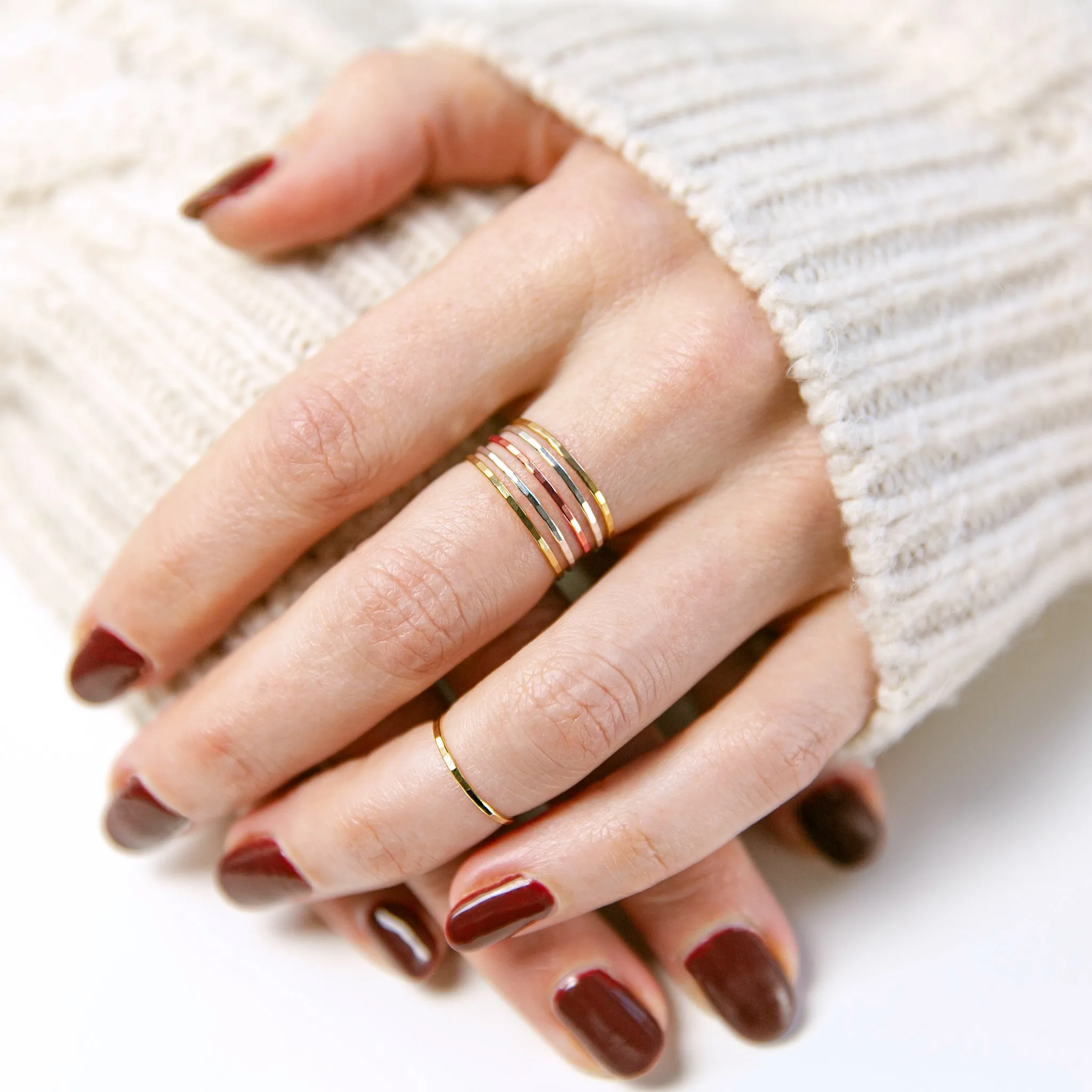 Faceted Stacking Ring Set - Mixed Metals