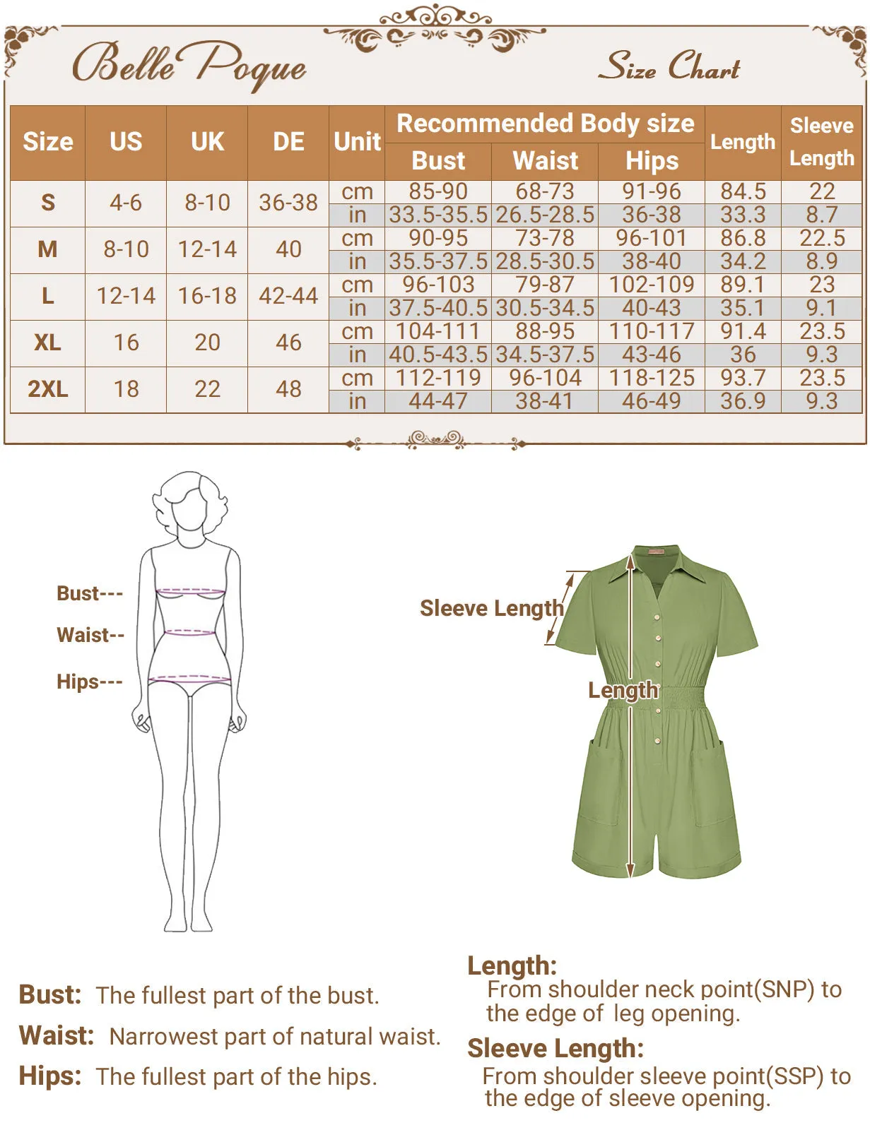 Fans Look of Elastic Waist Romper Short Sleeve Lapel Collar Button-up Playsuit