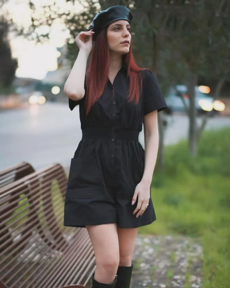 Fans Look of Elastic Waist Romper Short Sleeve Lapel Collar Button-up Playsuit