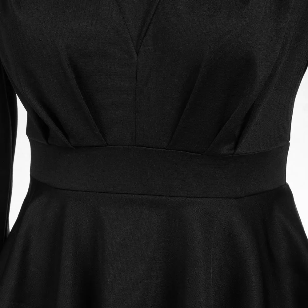 Fans Look of Peplum Bodycon Dress Long Lantern Sleeve High Neck Dress