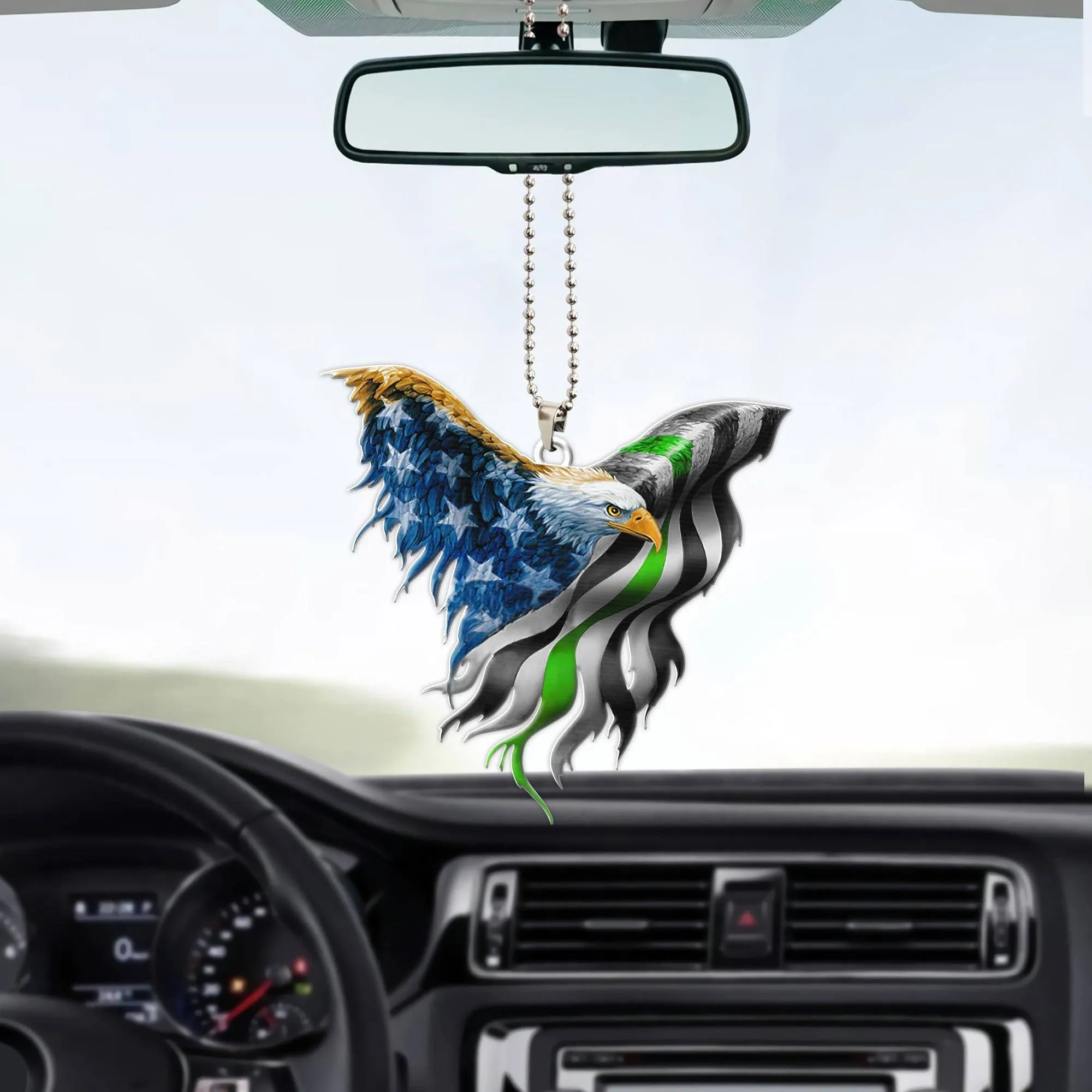 Gearhuman 3D Eagle Thin Green Line Flag Custom Car Hanging