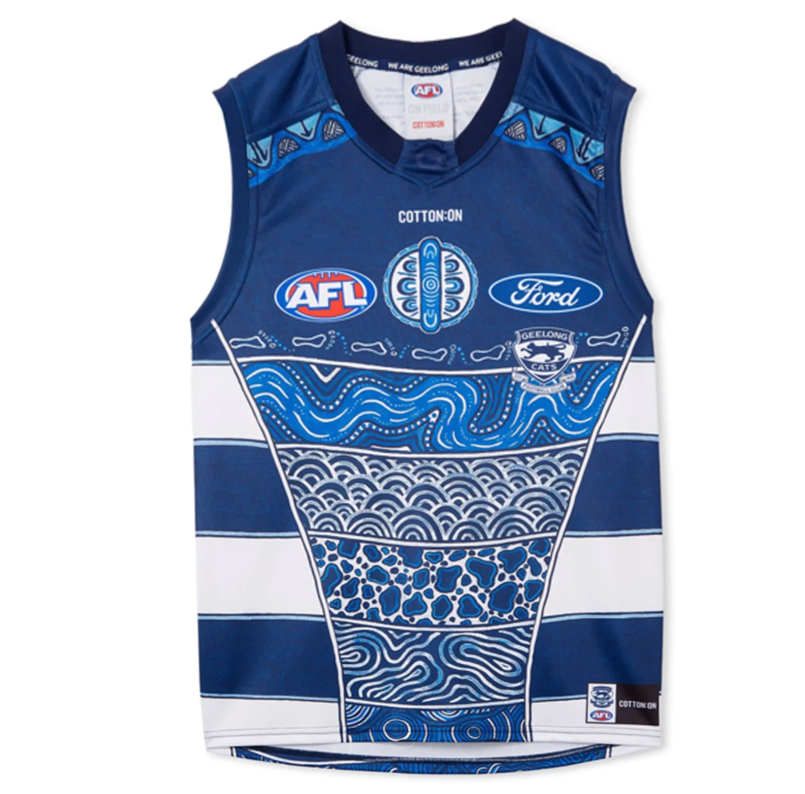 Geelong Cats 2024 Men's Indigenous Jersey AFL Guernsey by Cotton On