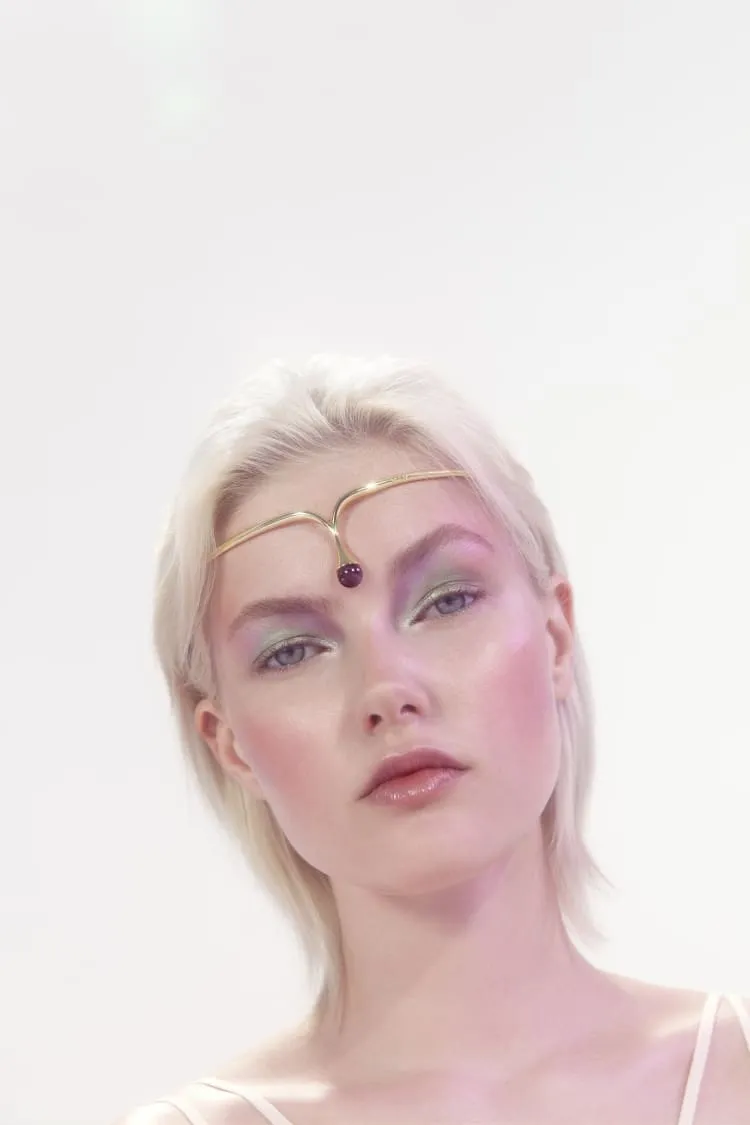 Gold headpiece with amethyst