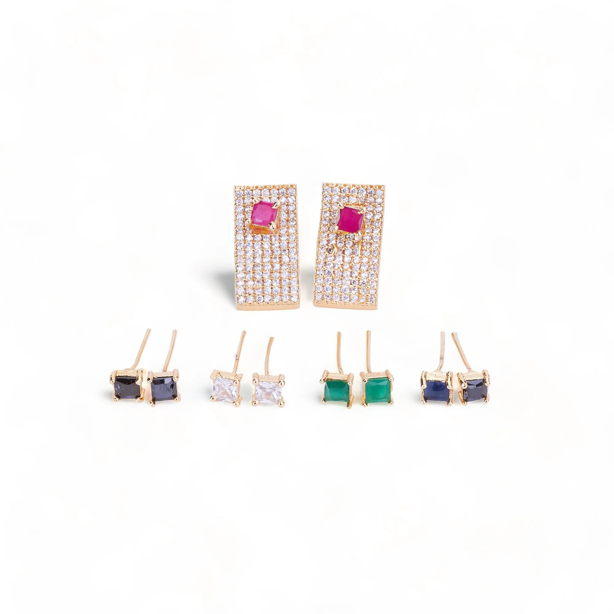 Gold Plated 5 Color Changeable Earrings