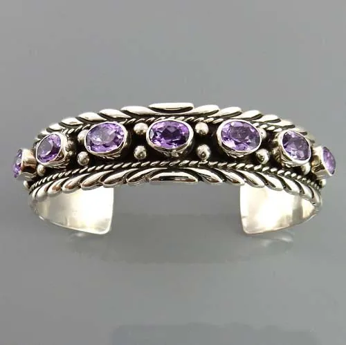 Handcrafted Sterling Silver Amethyst Cuff Bracelet