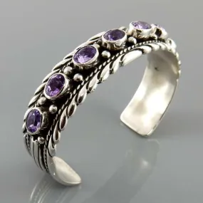 Handcrafted Sterling Silver Amethyst Cuff Bracelet