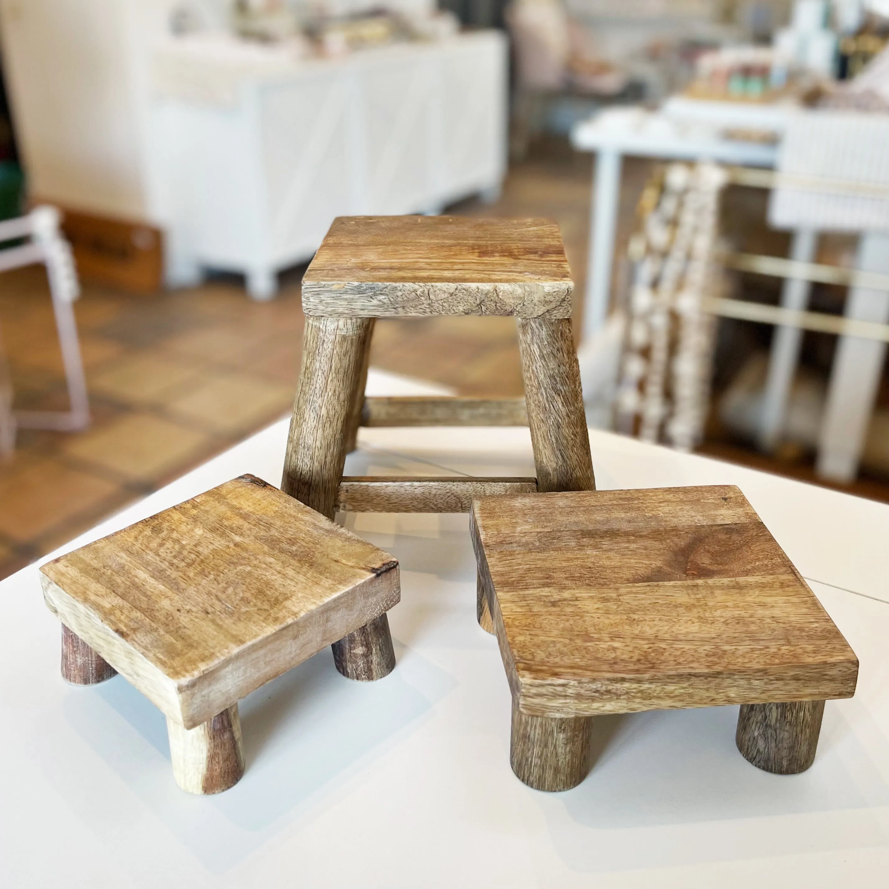 Heirloom Wooden Pedestal Stools