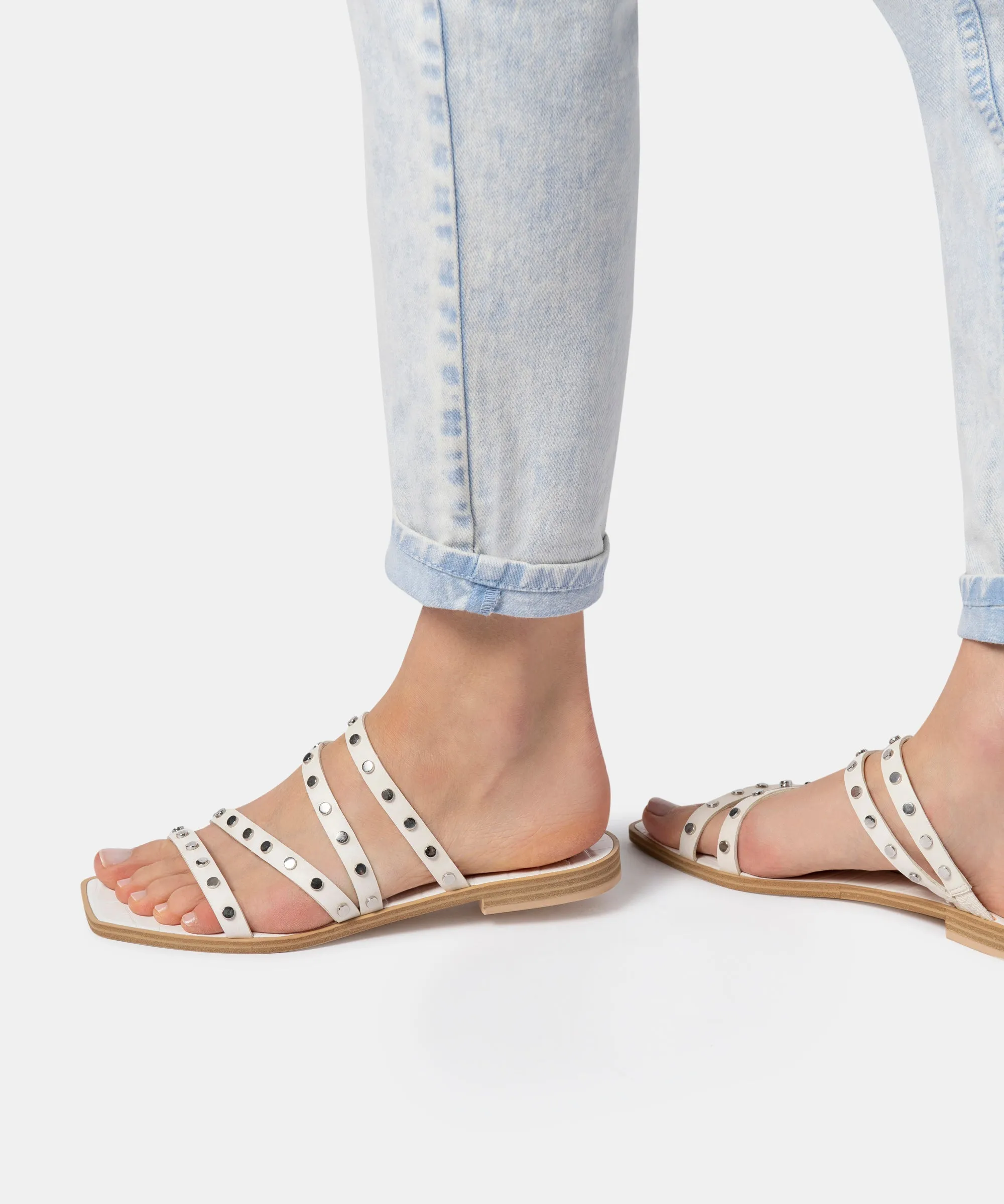 IZABEL WIDE STUDDED SANDALS OFF WHITE STELLA