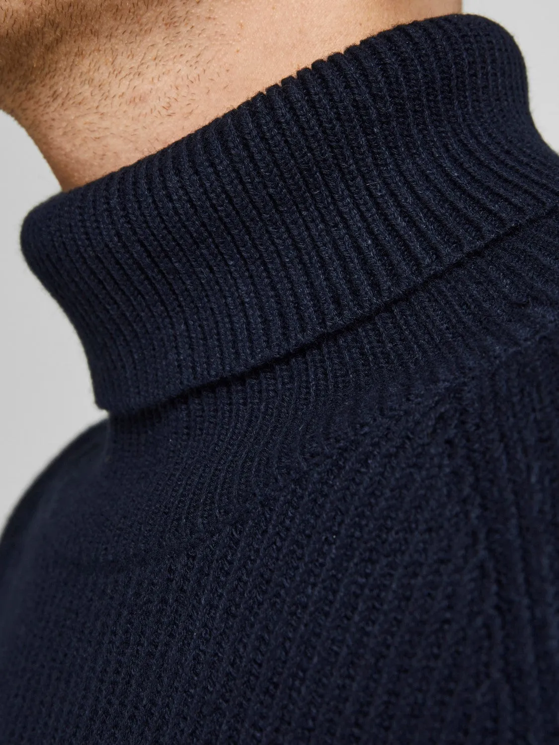 Jack & Jones Mens 'JJ Pannel' Knit Roll Neck Jumper