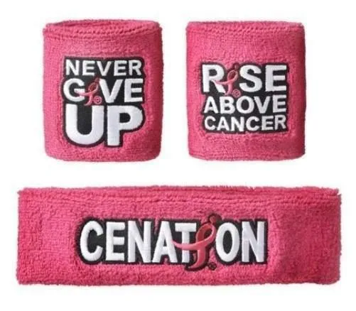 John Cena Rise Above Cancer Pink Hat Headband Wristband Set