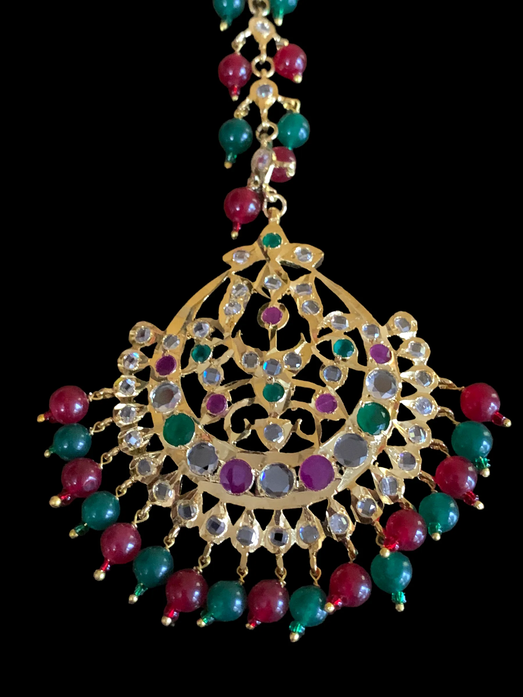 JT12 Hira jhoomar tikka in ruby emerald ( READY TO SHIP   )