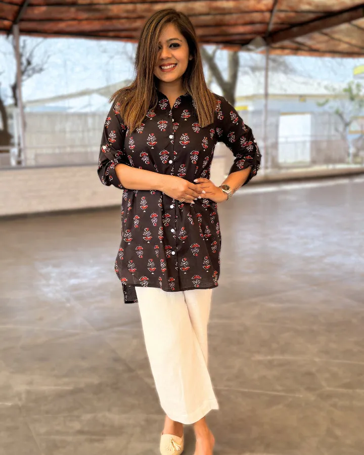 Kala Jamun Long Cotton Aline Shirt