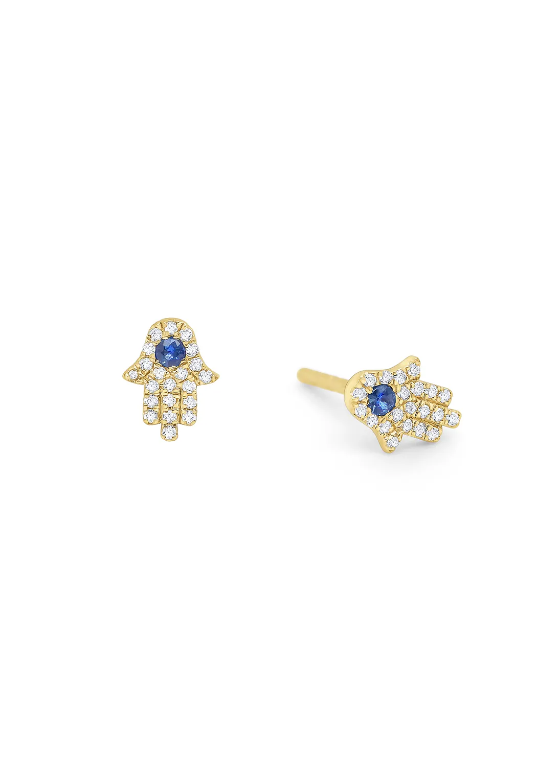 KC Designs 14KYG Diamond & Sapphire Mini Hamsa Earrings