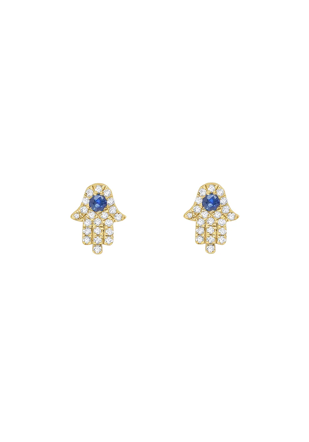 KC Designs 14KYG Diamond & Sapphire Mini Hamsa Earrings