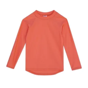 Kids Long-Sleeve Rashguard Top UPF 50  in Papaya Color