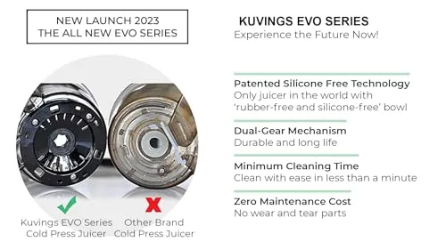 Kuvings EVO810 Black Professional Cold Press Whole Slow Juicer, Smoothie & Sorbet Attachments Included