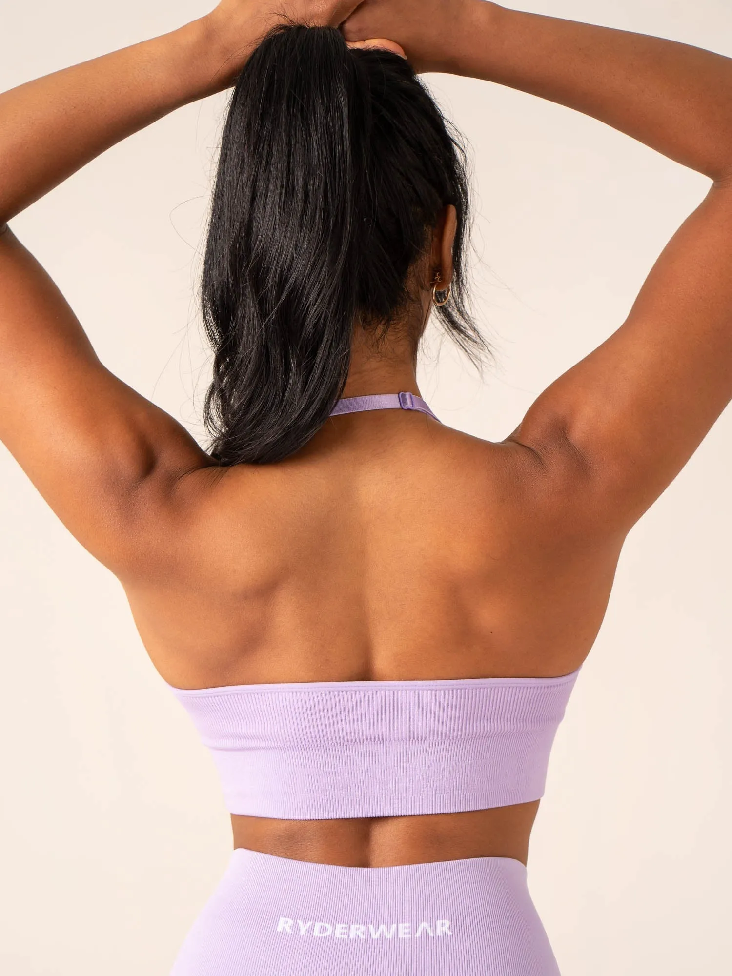 Lift Rib Seamless Halter Sports Bra - Lavender