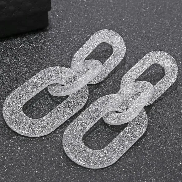 Linked Chain Shimmery Acrylic Party Styled Earrings - 3 Colors