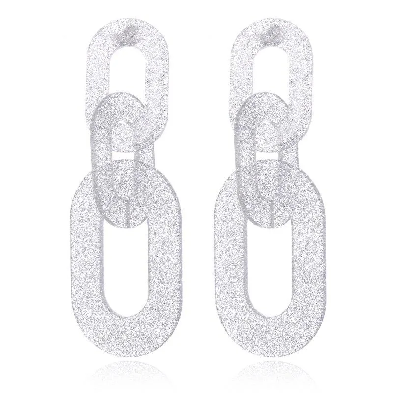 Linked Chain Shimmery Acrylic Party Styled Earrings - 3 Colors