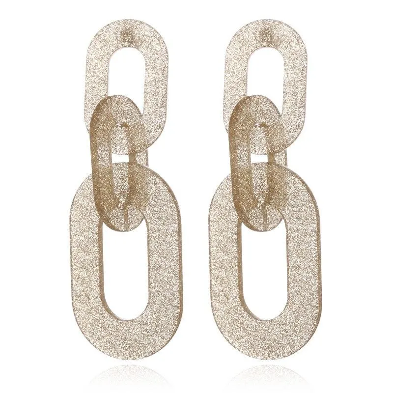 Linked Chain Shimmery Acrylic Party Styled Earrings - 3 Colors