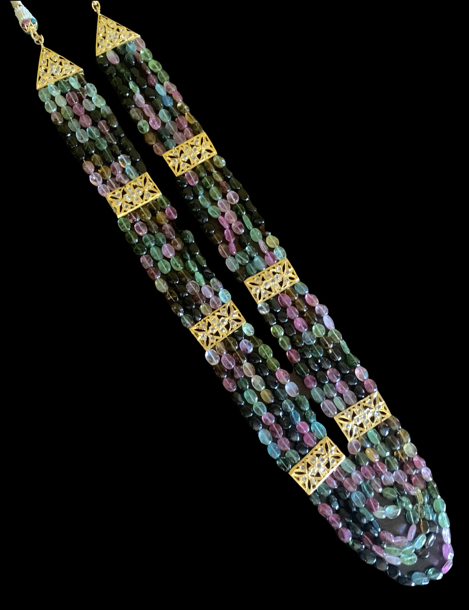 LN57 Ghazal natural tourmaline   beads Rani haar ( SHIPS IN 4 WEEKS )