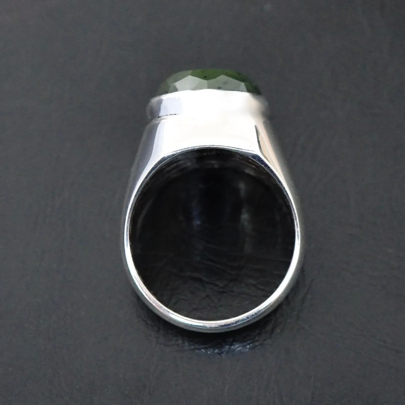 Men's Ring Nephrite Jade solid 925 Sterling Silver natural gemstone Unique Artisan Jewelry