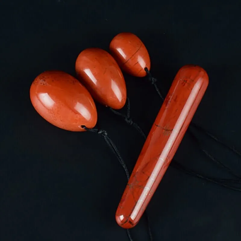 Natural Red Jasper Yoni Egg Set