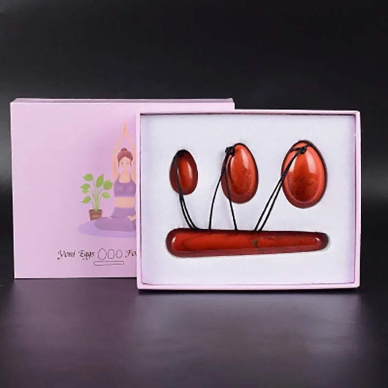 Natural Red Jasper Yoni Egg Set