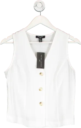 New Look Cream Tall Button Front Waistcoat UK 8