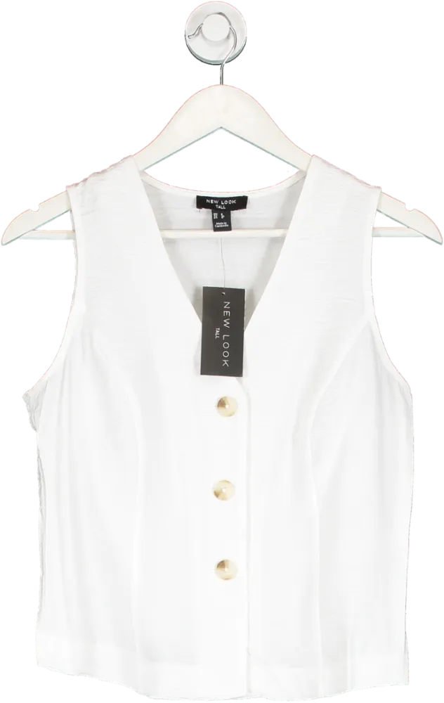 New Look Cream Tall Button Front Waistcoat UK 8