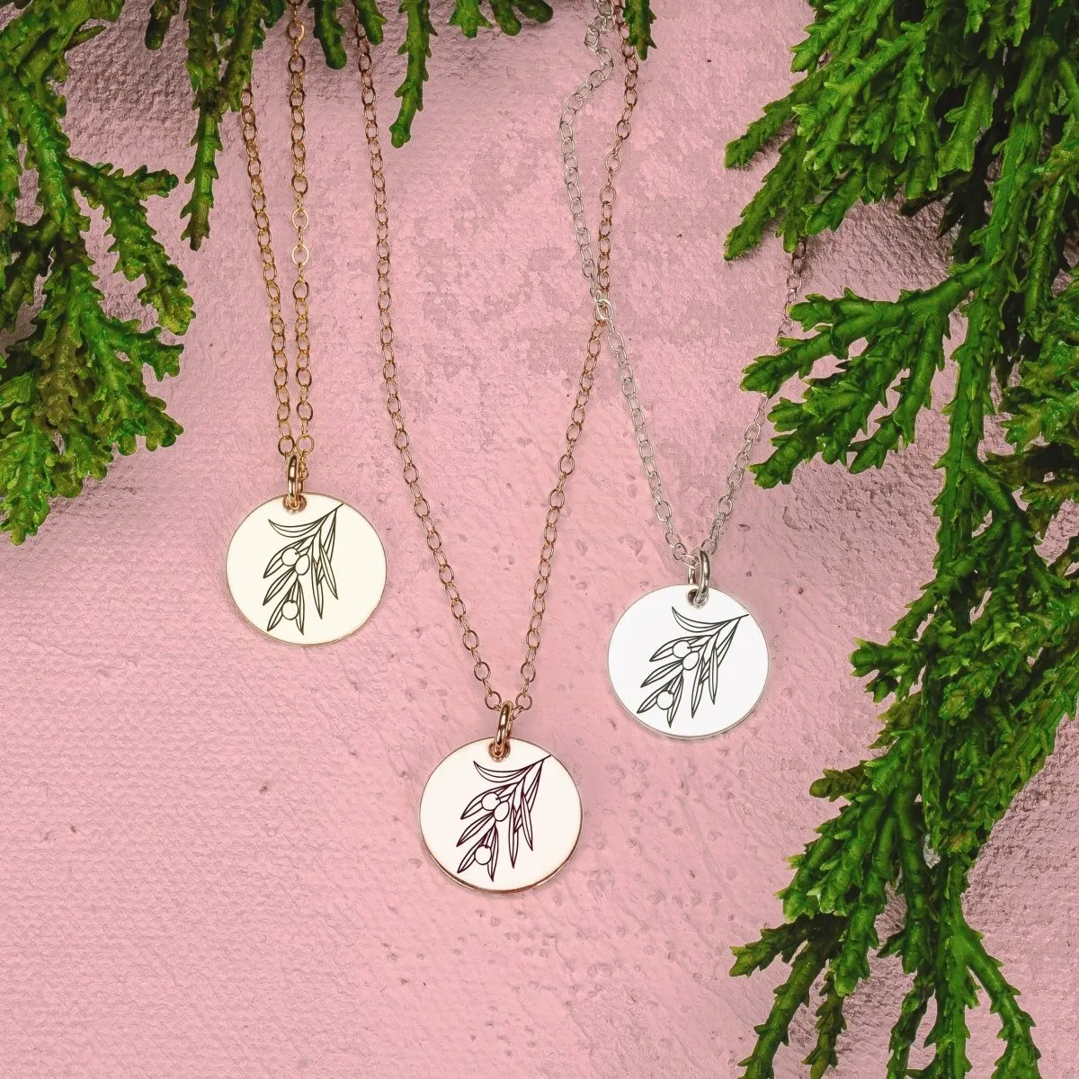 Olive Branch Disc Necklace