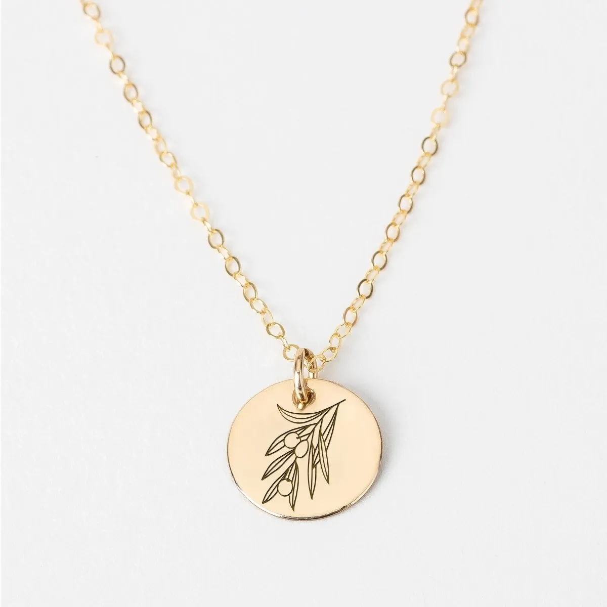 Olive Branch Disc Necklace