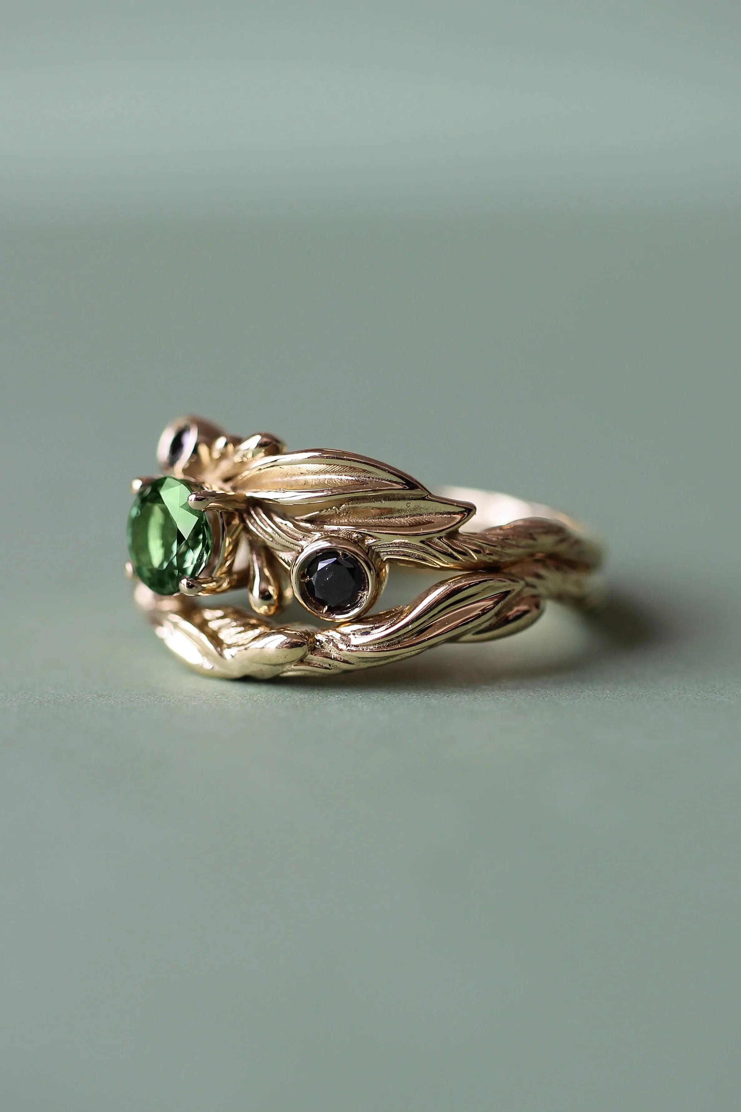 Olivia | custom ring setting, olive branch ring for 3 gemstones