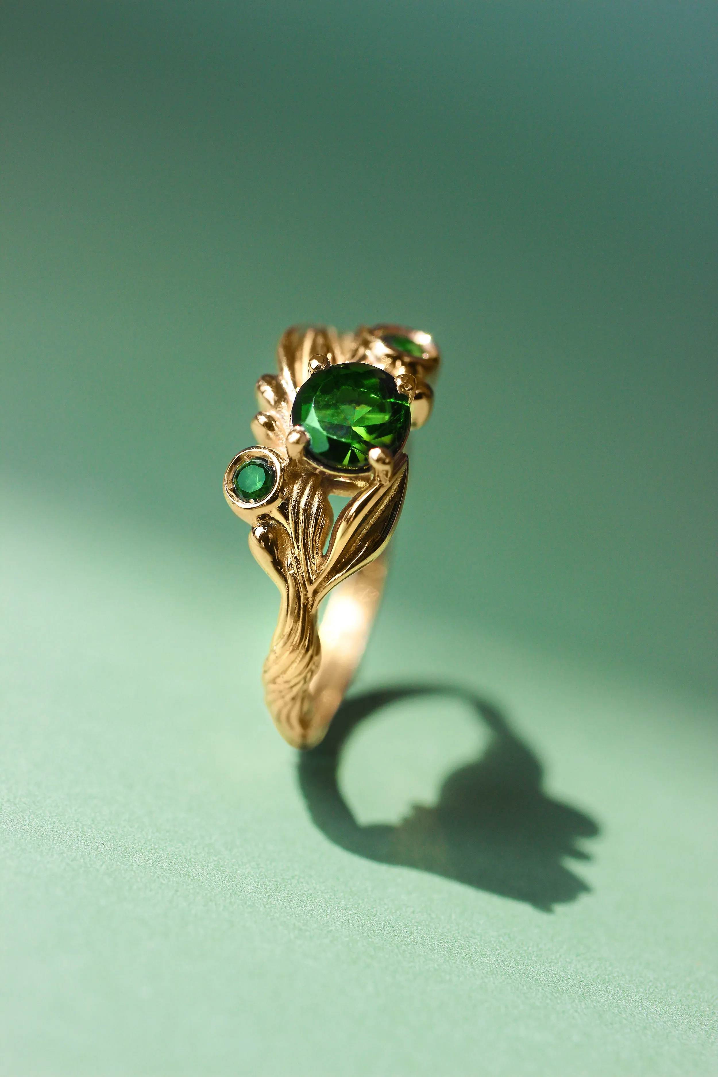 Olivia | custom ring setting, olive branch ring for 3 gemstones