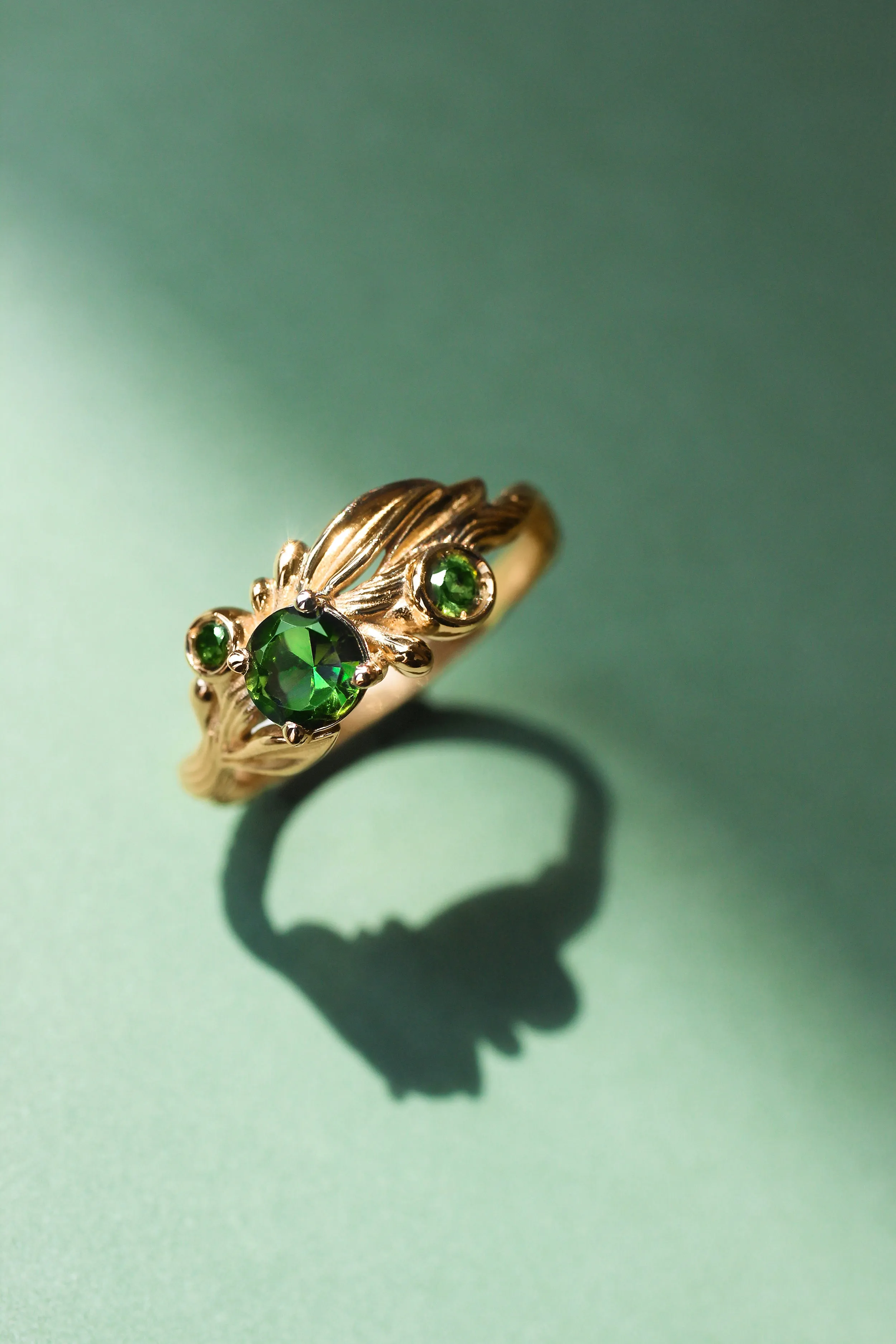 Olivia | custom ring setting, olive branch ring for 3 gemstones