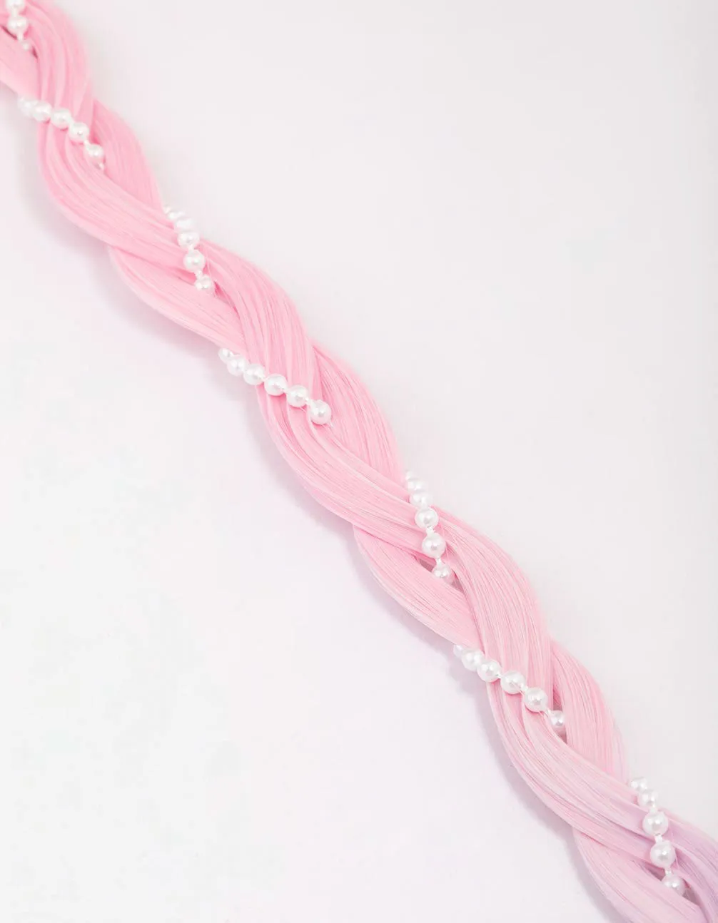 Pink & Purple Ombre Faux Hair Pearl Braided Hair Elastic