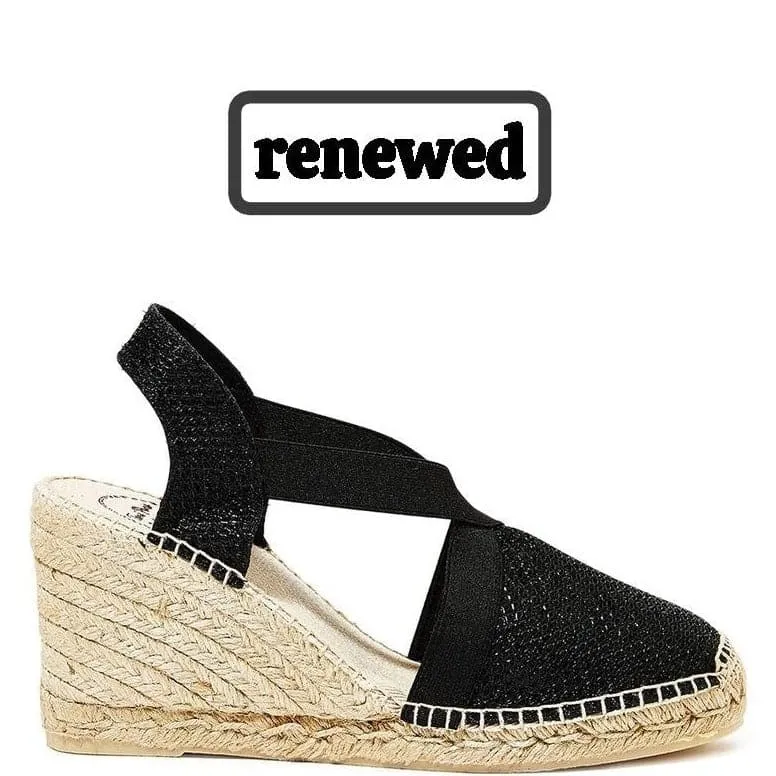 Renewed High Heel Metallic Cotton Blend Wedge Espadrille for Women - Triton-7