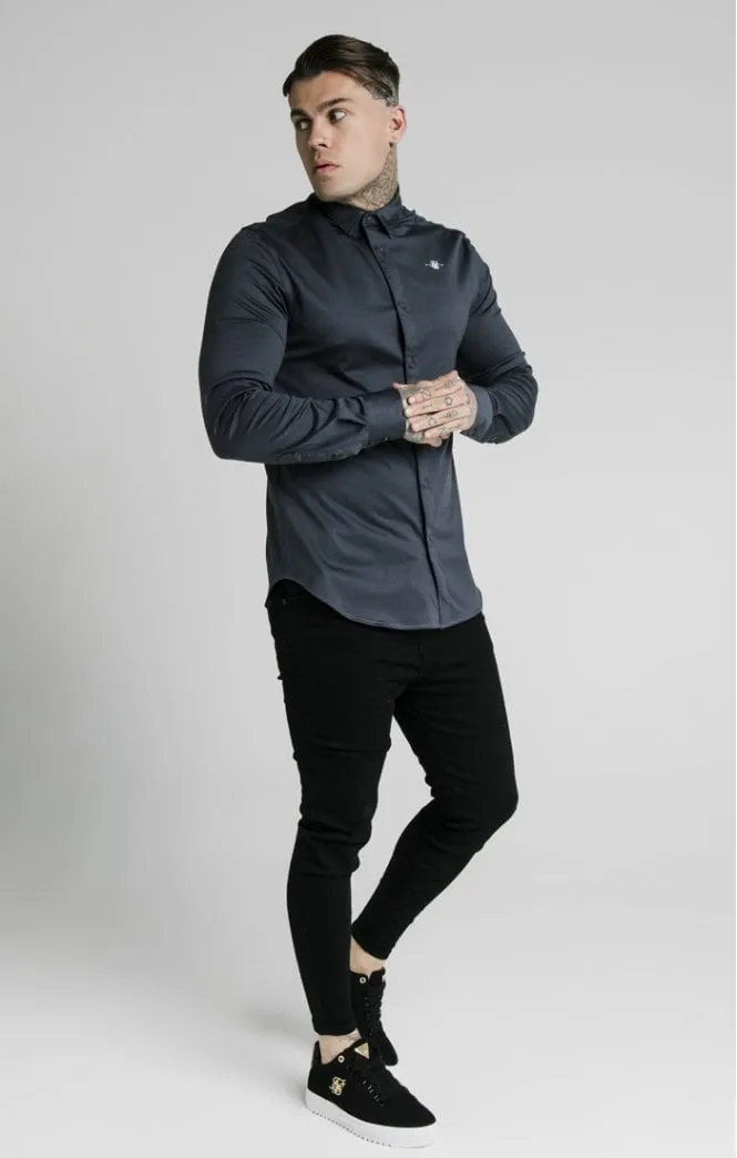 SikSilk L/S Cotton Shirt - Navy