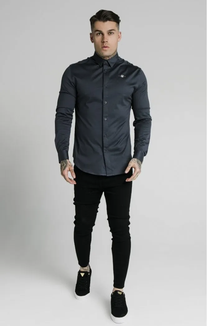 SikSilk L/S Cotton Shirt - Navy