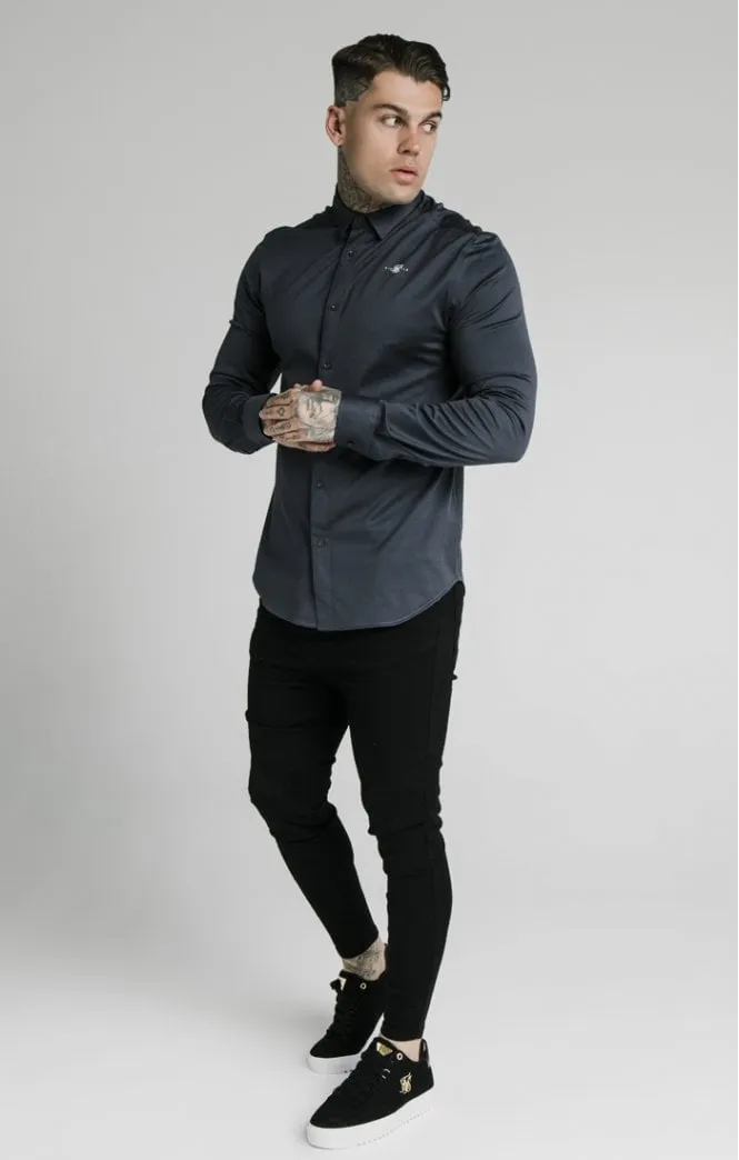 SikSilk L/S Cotton Shirt - Navy