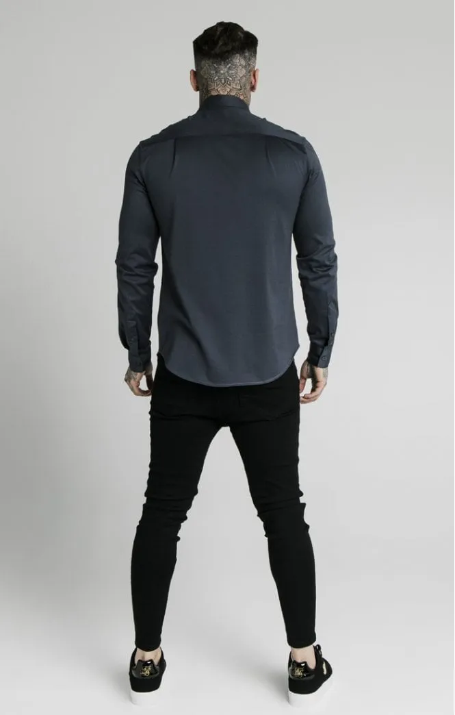 SikSilk L/S Cotton Shirt - Navy