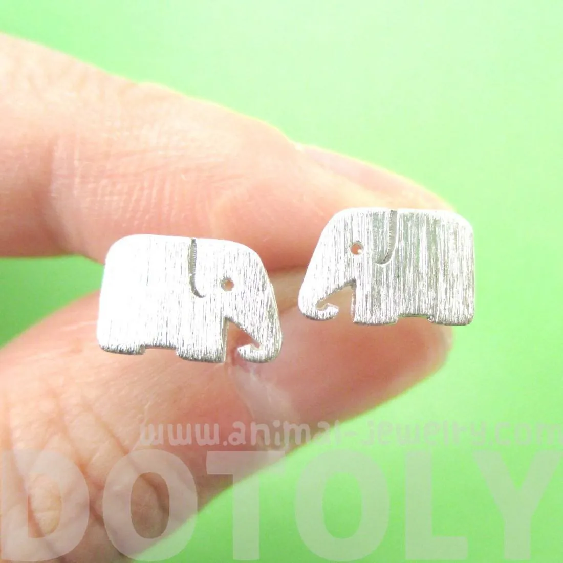 Simple Elephant Silhouette Shaped Stud Earrings in Silver | Allergy Free