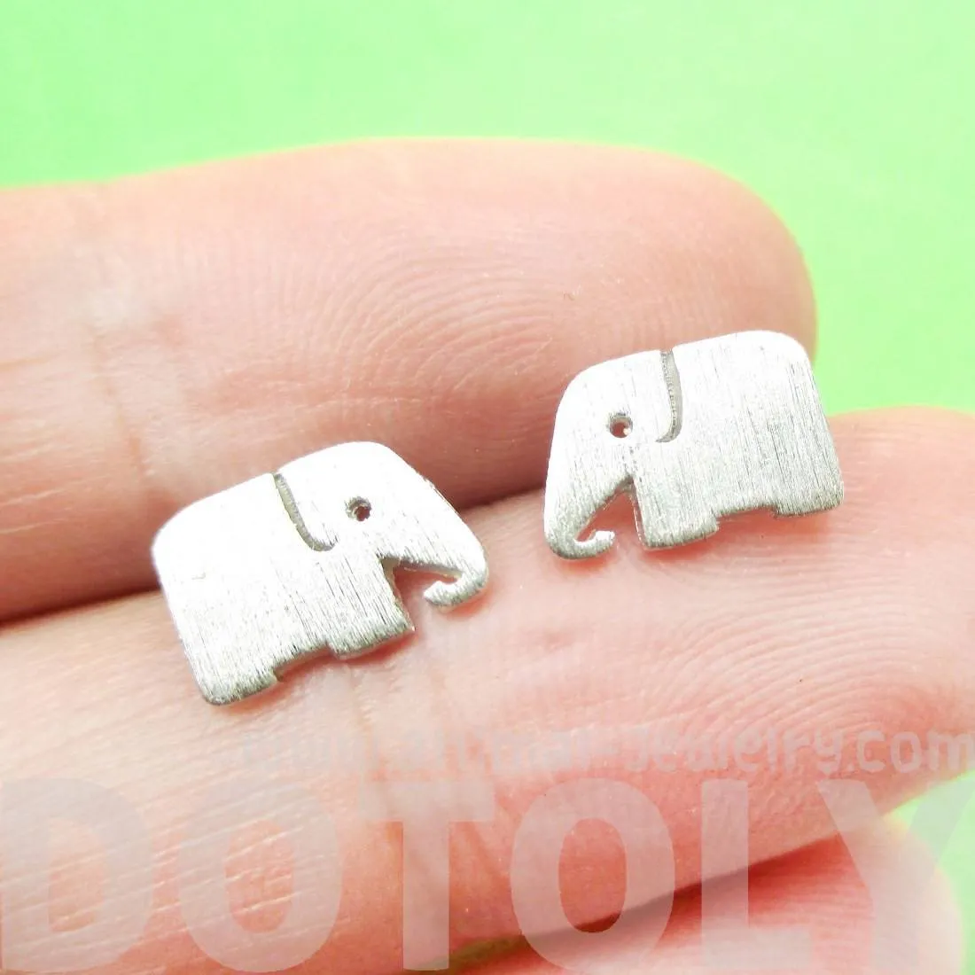 Simple Elephant Silhouette Shaped Stud Earrings in Silver | Allergy Free