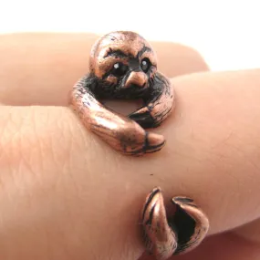 Sloth Animal Wrap Around Hug Ring in Copper - Sizes 4 to 9 Available