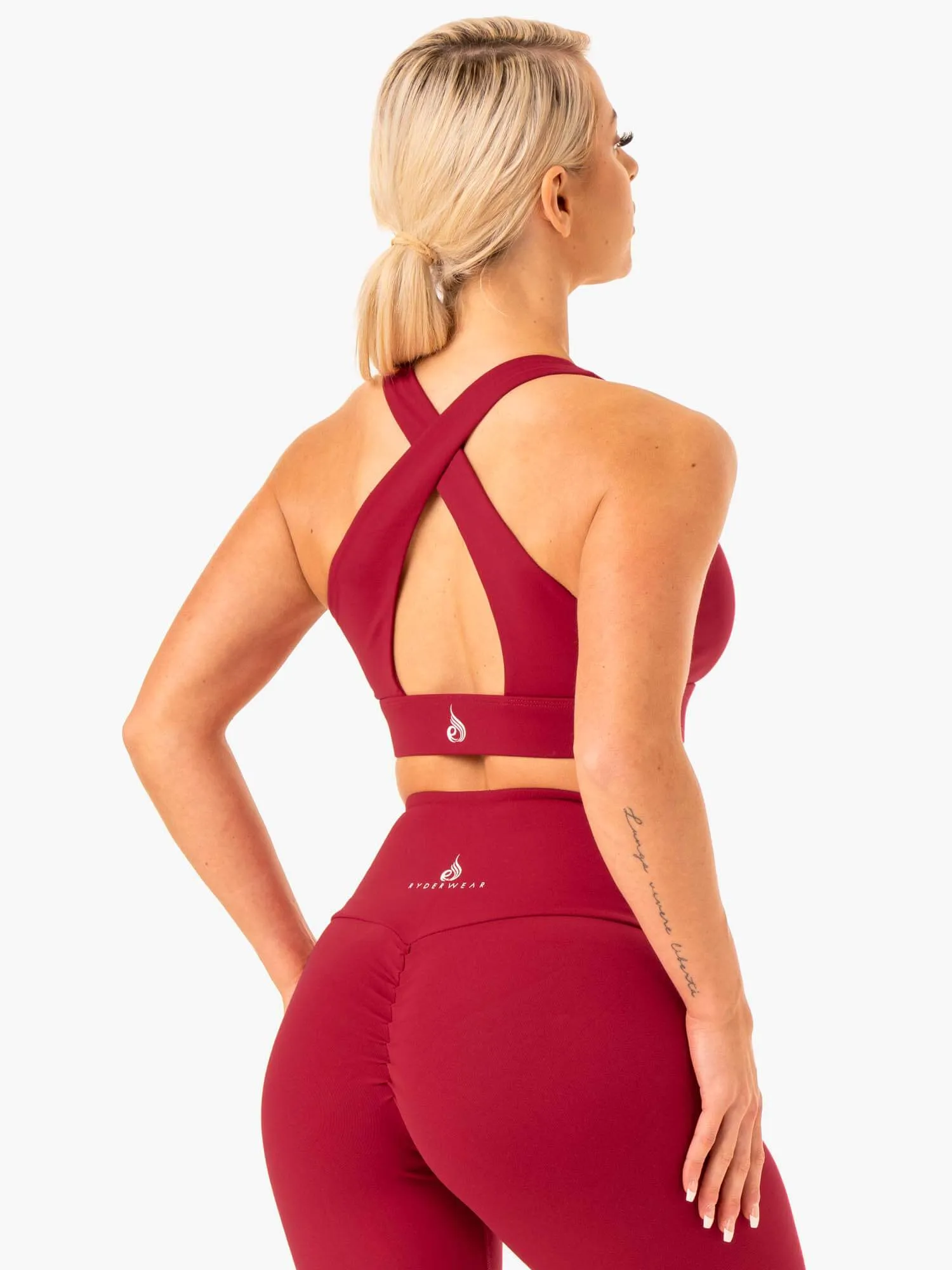 Staples Cross Over Sports Bra - Wine Red