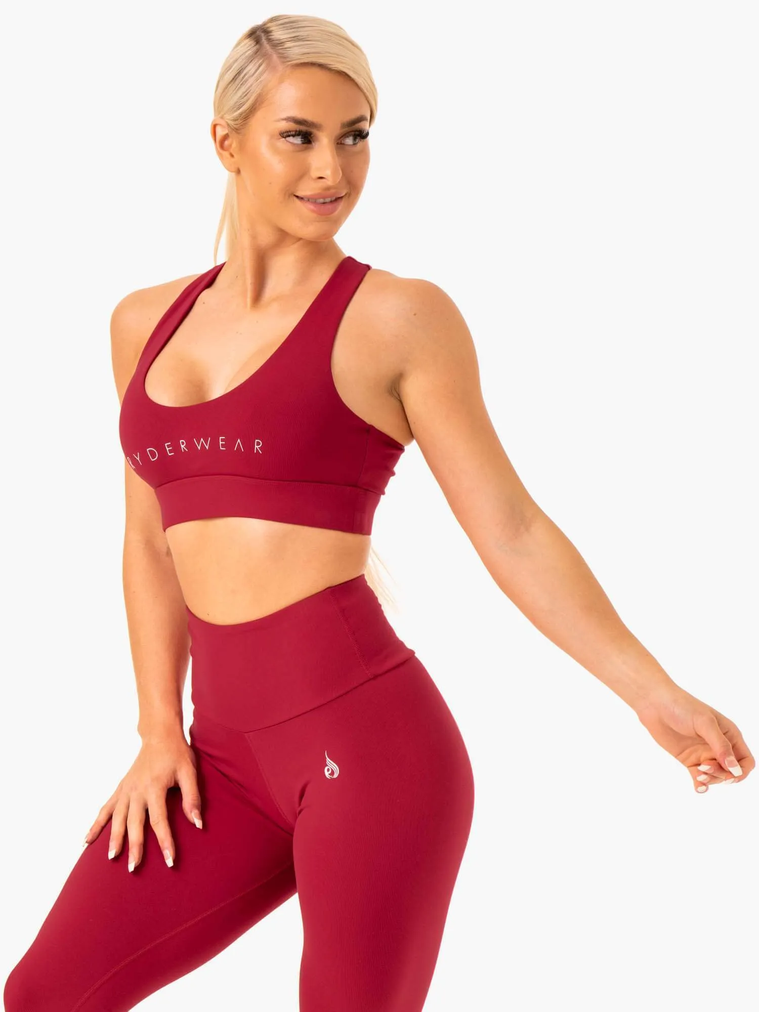 Staples Cross Over Sports Bra - Wine Red