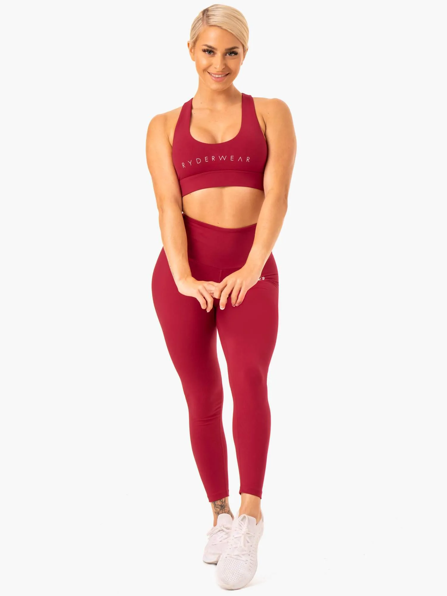 Staples Cross Over Sports Bra - Wine Red