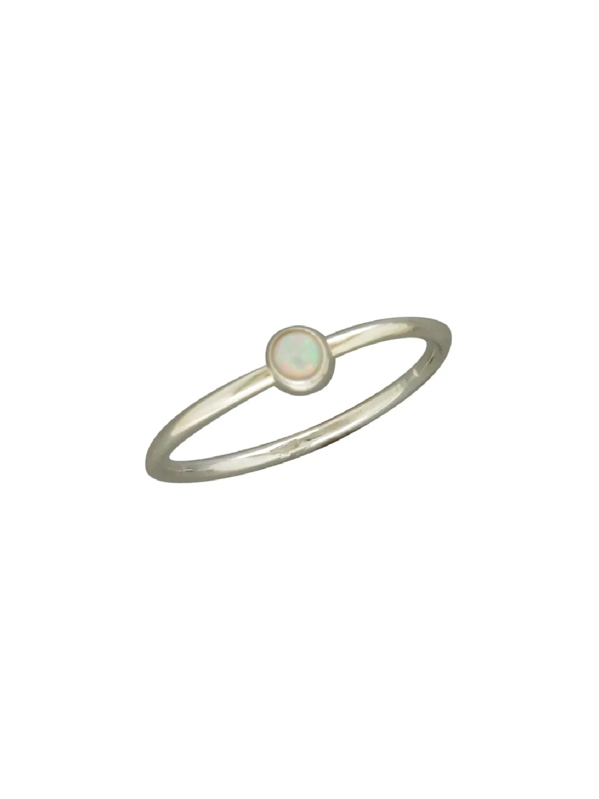 Sterling Silver Simple White Opal Ring