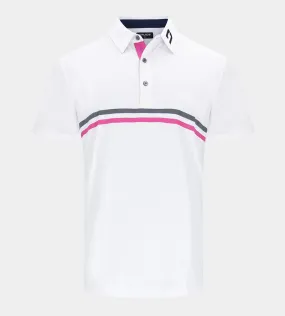 STRIPE PERFORMANCE POLO - WHITE/NAVY