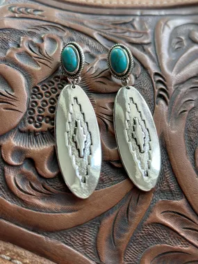 The Canton Turquoise & Silver Southwest Earrings